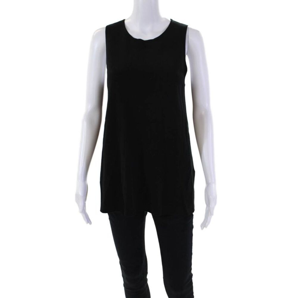 Wyeth By Todd Magill Womens Scoop Neck Side Slit Knit Tank Top Black Size Small